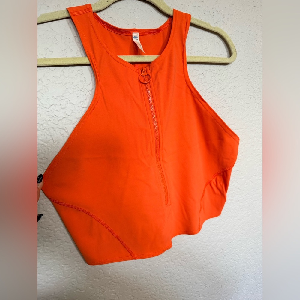 FREE PEOPLE FP MOVEMENT ZIPPER TANK, ORANGE, SIZE LARGE